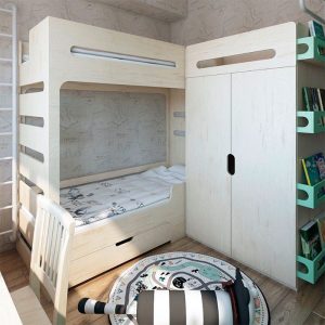 двухъярусная кровать и шкаф