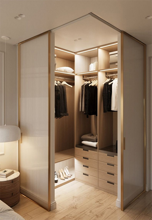 угловая гардеробная в спальне