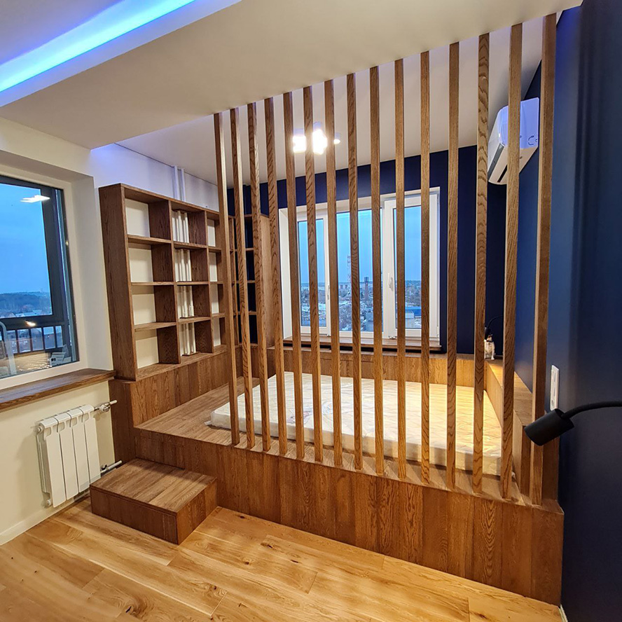 Кровать-подиум на заказ. Стильно, компактно, функционально