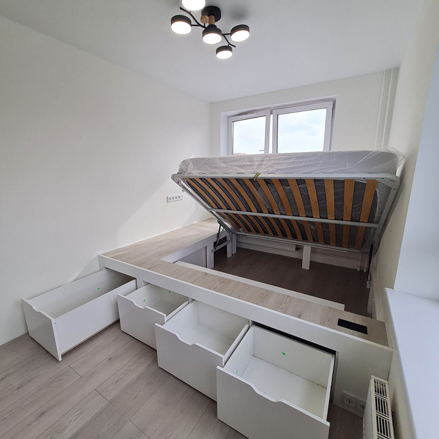 Кровать-подиум на заказ. Стильно, компактно, функционально